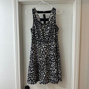 Xhilaration Black and White Cheetah Pattern Mini Dress, Size Medium